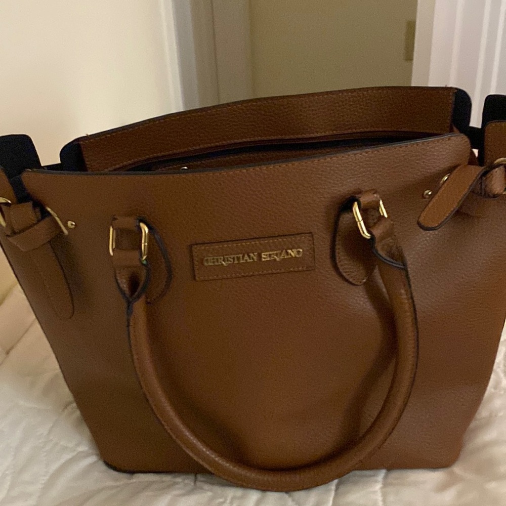 Christian Siriano tote bag. Chestnut brown .